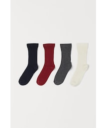 H&M | H&M - ソックス 4足セット - ホワイト(ソックス/靴下)