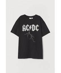 H&M | H&M - プリントオーバーサイズTシャツ - ブラック(Tシャツ/カットソー)