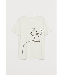 H&M | H&M - デザインTシャツ - ホワイト(Tシャツ/カットソー)