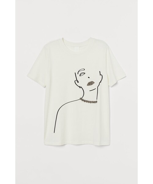 H M エイチ アンド エム の H M デザインtシャツ ホワイト Tシャツ カットソー Wear