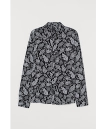 H&M | H&M - スリムフィット ビスコースシャツ - ブラック(シャツ/ブラウス)