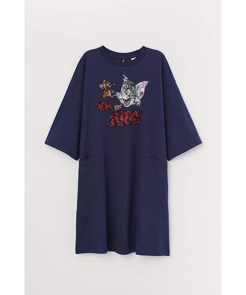 H M エイチ アンド エム の H M オーバーサイズtシャツワンピース ブルー ワンピース Wear