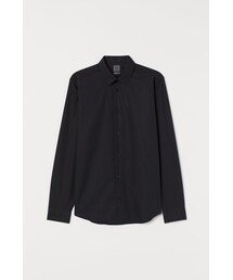 H&M | H&M - プレミアムコットンポプリンシャツ - ブラック (シャツ/ブラウス)
