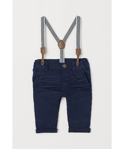 H M エイチ アンド エム の H M ツイルパンツ サスペンダー付き ブルー その他パンツ Wear