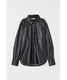 H&M - フェイクレザーシャツ - ブラック