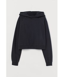 H&M | H&M - クロップドスウェットパーカ - ブラック(パーカー)