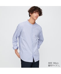 UNIQLO | エクストラファインコットンストライプスタンドカラーシャツ（長袖）(シャツ/ブラウス)
