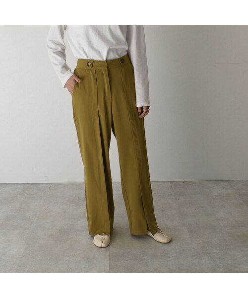 Lavish Gate（ラヴィッシュゲート）の「bottoms-02049　ウエストボタンデザイン　センタースリット パンツ　マスタード（その他パンツ・レディース・その他）」の6枚目の写真