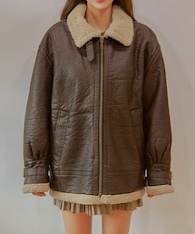 DHOLIC STYLE | [commonunique] ボア裏地レザーライクジャケット(その他アウター)