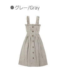 Bobon21 | レトロチェックミモレ丈ジャンスカ-全２色-(ワンピース)