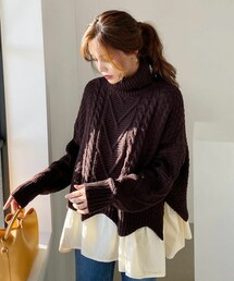 DHOLIC | タートルネックレイヤードヘムニット(ニット/セーター)