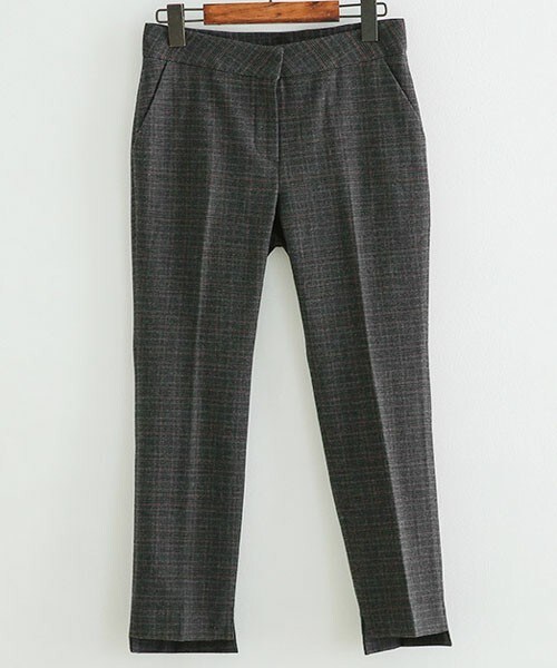 DHOLIC STYLE（ディーホリックスタイル）の「[justone] 裏起毛アシメヘムチェック柄スラックス（スラックス・レディース・ブラウン/グレー・S/M/L）」の2枚目の写真