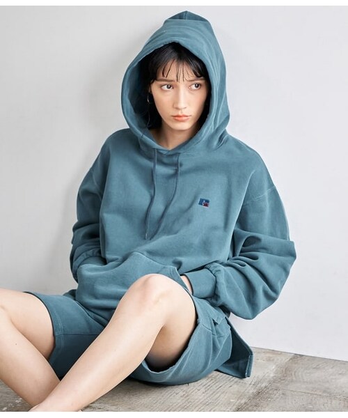 ADAM ET ROPE'（アダムエロペ）の「Bookstore Sweat Pullover Hoodie&Shorts(セットアップ)（トップス・レディース・ブラウン系/ブルー・1）」の2枚目の写真