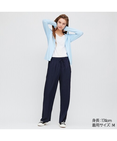 UNIQLO（ユニクロ）の「ドレープストレートパンツ（ルームウェア/パジャマ・レディース・BLACK 09/NAVY 69・XL/3XL/S/L/M/XS/XXL）」の2枚目の写真