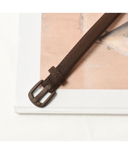 Lavish Gate(ラヴィッシュゲート)の「mb-belt-02034 エコスエード 細ベルト ブラック ブラウン(ベルト・レディース・その他)」の6枚目の写真