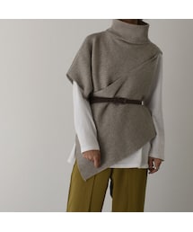 Lavish Gate | knit-02082　アシンメトリー 変形 ニット ベスト　モカ　グレー　ブラック(ベスト)