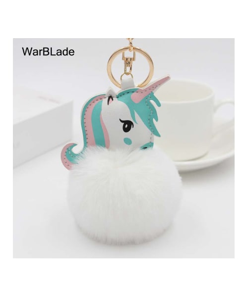 no brand（ノーブランド）の「ユニコーン キーホルダー うさぎの毛皮 ポンポン キーリング付き バッグチャーム ぬいぐるみ ふわふわ 柔らかい素材 鍵 動物 レディース 4色から選択可能★（その他・メンズ・その他）」の4枚目の写真