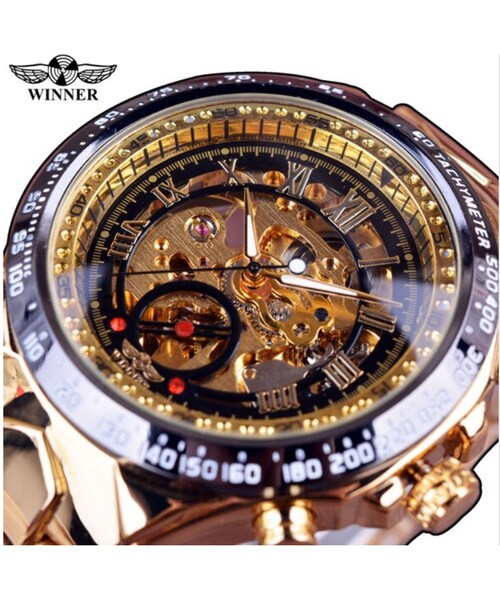 No Brand ノーブランド の 全11色 Winner スポーツデザインベゼルゴールド腕時計メンズ腕時計トップブランドの高級モントレオム時計 男性自動スケルトン時計 アナログ腕時計 Wear