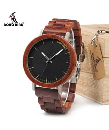 BOBO BIRD　ブランドデザインローズ木製腕時計金属ケース木製ストラップクォーツ腕時計
