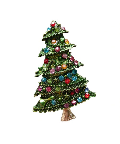 No Brand ノーブランド の クリスマス19 聖夜のクリスマスツリー型ブローチ ドレスコートジュエリー 安全ピン ギフトにも ブローチ コサージュ Wear