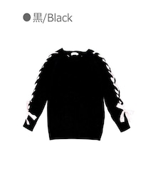 Bobon21 | 甘ガーリーレースアップニットトップス-全２色-(ニット/セーター)