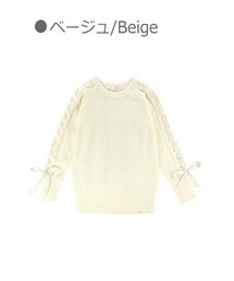 Bobon21 | 甘ガーリーレースアップニットトップス-全２色-(ニット/セーター)