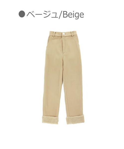 Bobon21（ボボンニジュウイチ）の「ボアロールアップストレートパンツ-全２色-（その他パンツ・レディース・ピンク/ベージュ・S/M）」の2枚目の写真