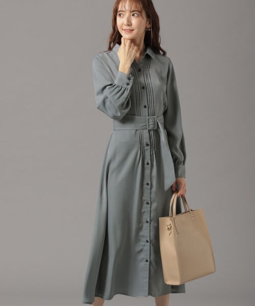 Andemiu（アンデミュウ）の「ピンタックシャツワンピース（ワンピース/ドレス・ベージュ/ライトグリーン/ブルー）」の3枚目の写真