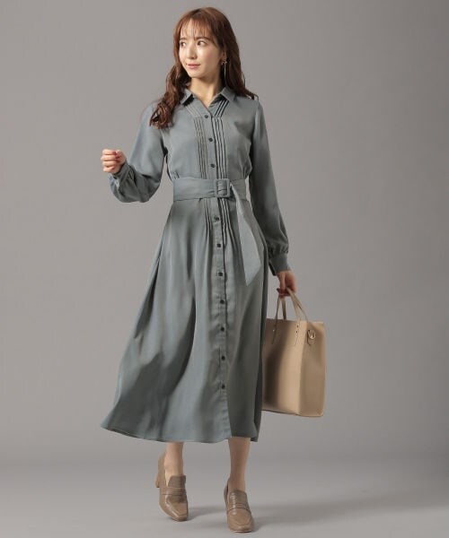 Andemiu（アンデミュウ）の「ピンタックシャツワンピース（ワンピース/ドレス・ベージュ/ライトグリーン/ブルー）」の11枚目の写真