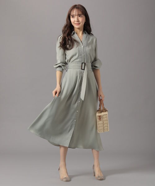 Andemiu（アンデミュウ）の「ピンタックシャツワンピース（ワンピース/ドレス・ベージュ/ライトグリーン/ブルー）」の10枚目の写真