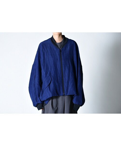 VOAAOV（ヴォアーブ）の「VOAAOV リネンレーヨンベスト付きブルゾン（ブルゾン・レディース・グレー/ブルー/ブラック・1）」の3枚目の写真