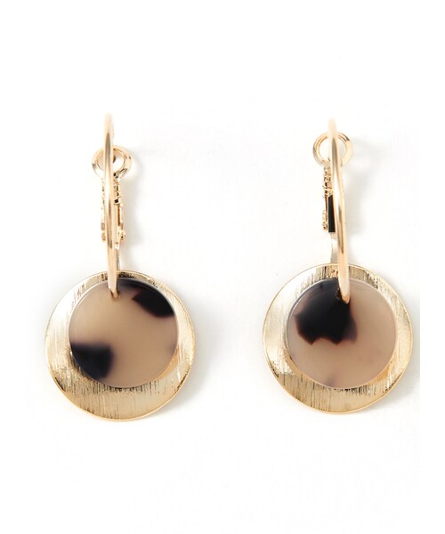 GRL（グレイル）の「べっ甲Xゴールドサークルフープピアス（ピアス（両耳用）・レディース・キャメル/ベージュ・F）」の2枚目の写真