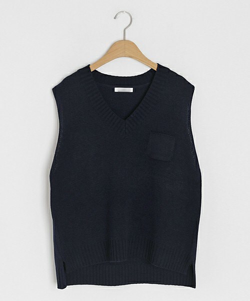 DHOLIC（ディーホリック）の「ポケットVネックベスト（ベスト・レディース・ベージュ/ブラック/パープル・FREE）」の2枚目の写真