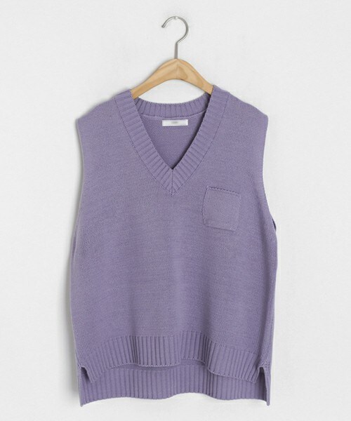 DHOLIC（ディーホリック）の「ポケットVネックベスト（ベスト・レディース・ベージュ/ブラック/パープル・FREE）」の3枚目の写真