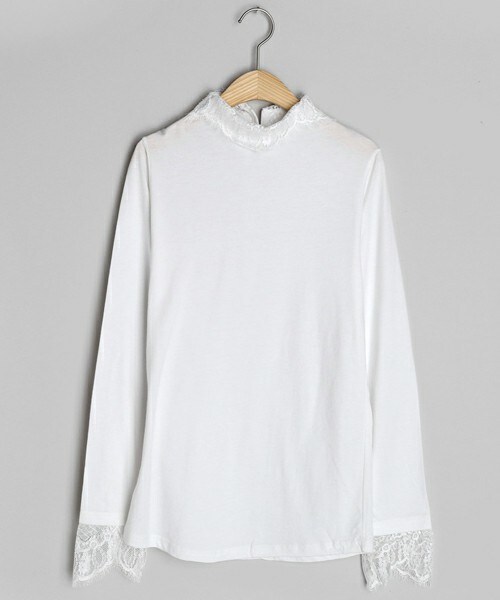 DHOLIC(ディーホリック)の「レースポイントTシャツ(Tシャツ/カットソー・レディース・ブラック/ホワイト・FREE)」の2枚目の写真