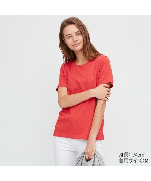 UNIQLO（ユニクロ）の「スーピマコットンクルーネックT（半袖）（Tシャツ/カットソー・レディース・LIGHT GREEN 50/GREEN 55/RED 13/BLACK 09/BEIGE 31/NAVY 69/WHITE 00/LIGHT ORANGE 21/YELLOW 44/NATURAL 30・M/3XL/S/XS/XXL/L/XL）」の9枚目の写真
