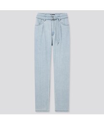 UNIQLO | ベルテッドプリーツジーンズ（丈長め82cm）(デニムパンツ)