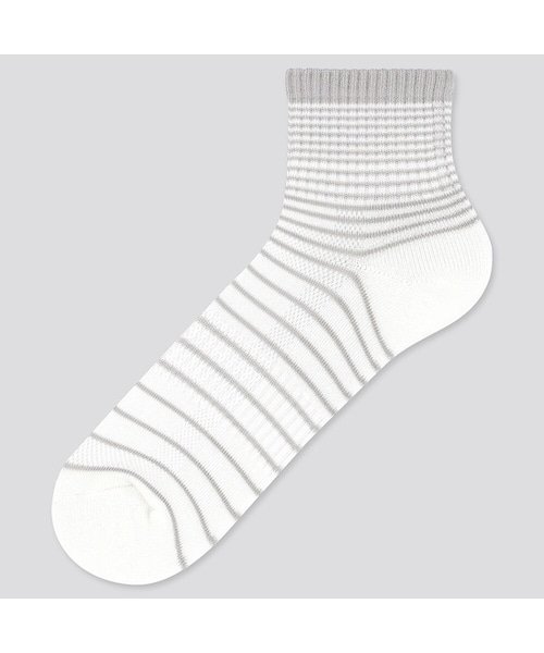 UNIQLO（ユニクロ）の「パイルストライプハーフソックス（ソックス/靴下・メンズ・BLACK 09/WHITE 00・25-27/27-29）」の2枚目の写真
