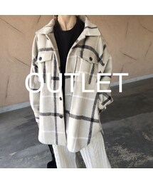 【OUTLET】大人カジュアル！オーバーサイズチェック柄シャツジャケット