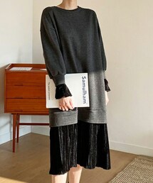 DHOLIC | 裏起毛ベロアヘムワンピース(ワンピース)