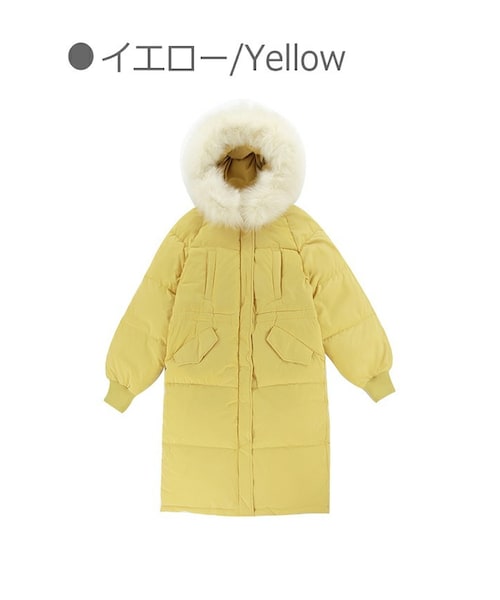 Bobon21(ボボンニジュウイチ)の「ファー付きロングダウンコート-全2色-(ダウンジャケット/コート・レディース・グレー/イエロー・Free)」の2枚目の写真