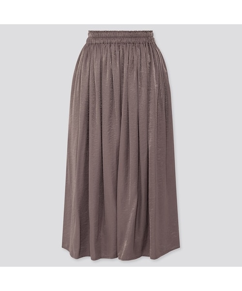 UNIQLO（ユニクロ）の「ドレープギャザーロングスカート（丈短め76～80cm）（スカート・レディース・NATURAL 30/BLACK 09/GREEN 51/DARK GRAY 08/PINK 11・S/L/M/XL/XS/XXL）」の3枚目の写真