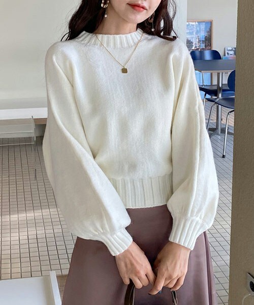 DHOLIC（ディーホリック）の「リボンパフスリーブニット（ニット/セーター・レディース・グリーン/ホワイト/イエロー/ピンク・FREE）」の2枚目の写真