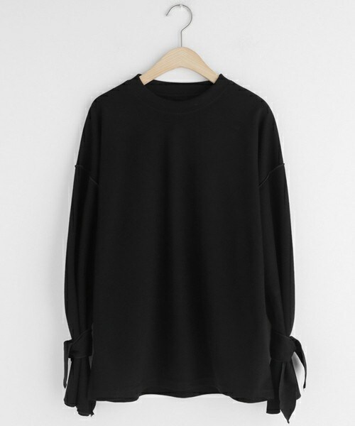 DHOLIC（ディーホリック）の「スリーブリボンTシャツ（Tシャツ/カットソー・レディース・ベージュ/ホワイト/ブラック・FREE）」の3枚目の写真