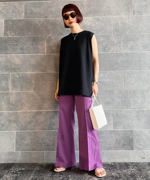 PAGEBOY（ページボーイ）の「ピンタックフレアスリットパンツ（パンツ・レディース・ブラック/グレージュ/ピンク/パープル・S/M）」の12枚目の写真