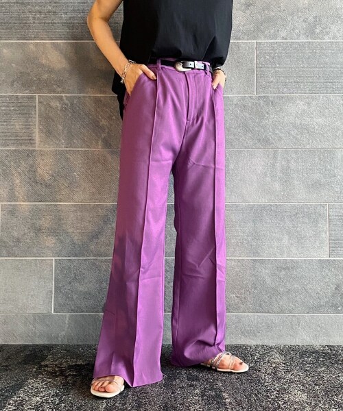 PAGEBOY（ページボーイ）の「ピンタックフレアスリットパンツ（パンツ・レディース・ブラック/グレージュ/ピンク/パープル・S/M）」の3枚目の写真