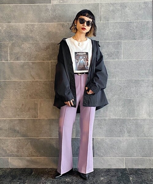 PAGEBOY（ページボーイ）の「ピンタックフレアスリットパンツ（パンツ・レディース・ブラック/グレージュ/ピンク/パープル・S/M）」の13枚目の写真