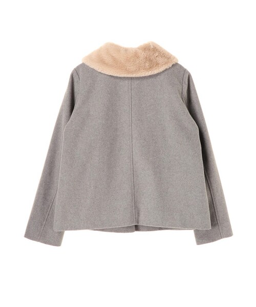 earth music&ecology（アースミュージックアンドエコロジー）の「・ファーティペット付ショートコート（ジャケット/アウター・杢グレー・S/M/L）」の3枚目の写真