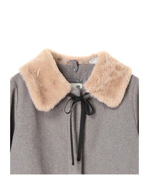 earth music&ecology（アースミュージックアンドエコロジー）の「・ファーティペット付ショートコート（ジャケット/アウター・杢グレー・S/M/L）」の4枚目の写真