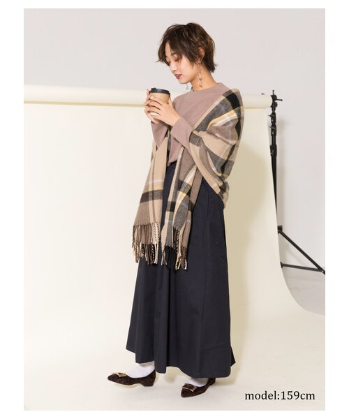 earth music&ecology（アースミュージックアンドエコロジー）の「・ソフトツイルボリュームスカート（スカート・ベージュ/カーキ/ネイビー・F）」の5枚目の写真